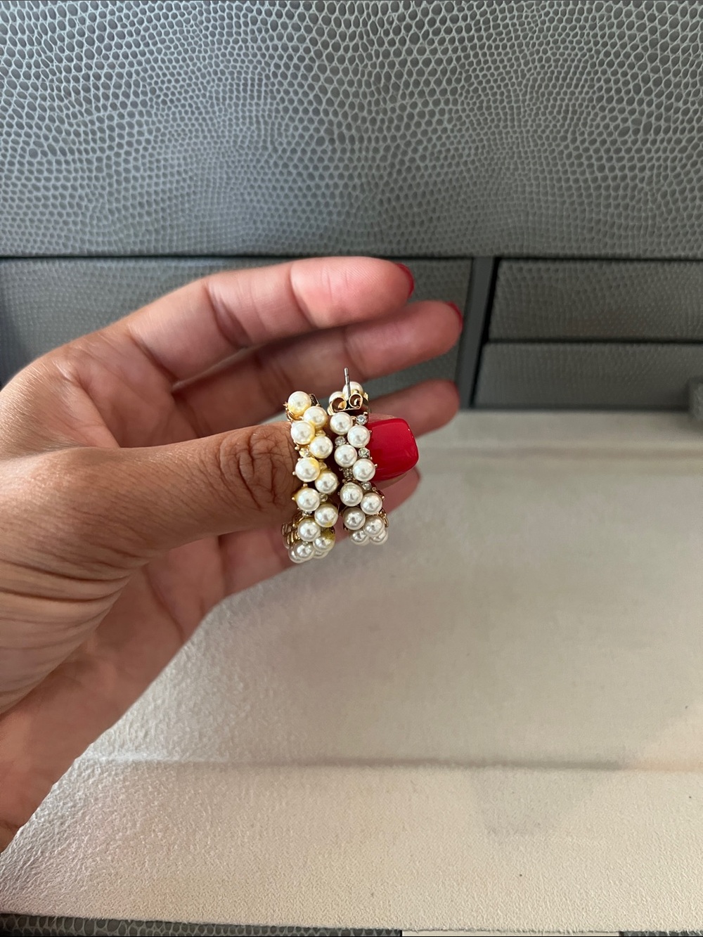 J. Crew Gold-Tone Hoop Earrings with White Pearls